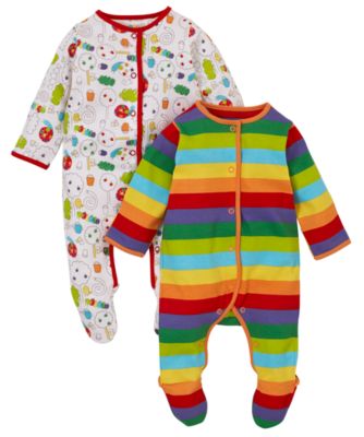 Mothercare Caterpillar Sleepsuits - 2 Pack