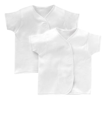 Mothercare Unisex Wrap Short Sleeve Vests- 2 Pack