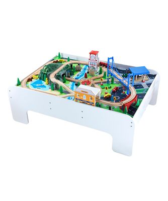 wooden train set table