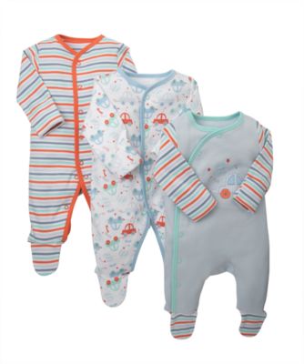 Mothercare Baby Newborn Boy's Little Beep Beep Sleepsuits 3 Pack eBay