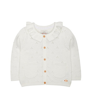 Mothercare_White_Pointelle_Frill_Cardigan Mothercare_White_Pointelle_Frill_Cardigan