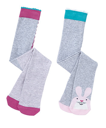 Mothercare Stripe and Bunny Tights- 2 Pack - tights - Mothercare