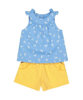 blue daisy vest and shorts set review