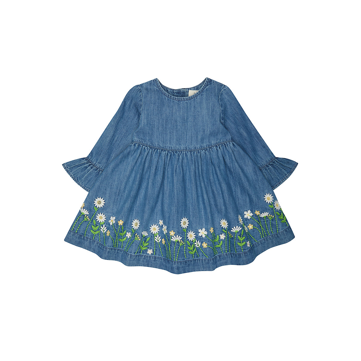 Floral Blue Denim Dress Floral Blue Denim Dress