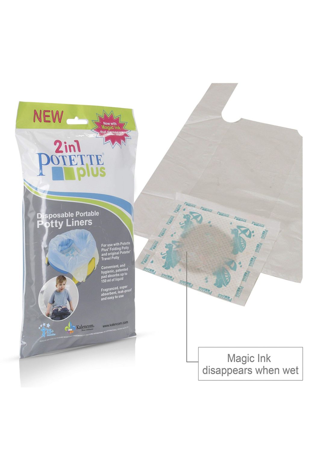 Potette Plus potty seat liners with magic disappearing ink -10 pack