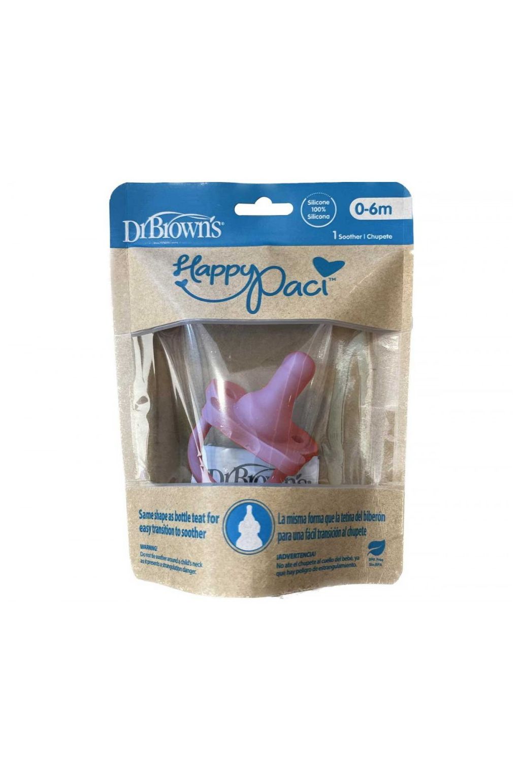 Dr. Brown's HappyPaci silicone pacifier 0+ months - pink