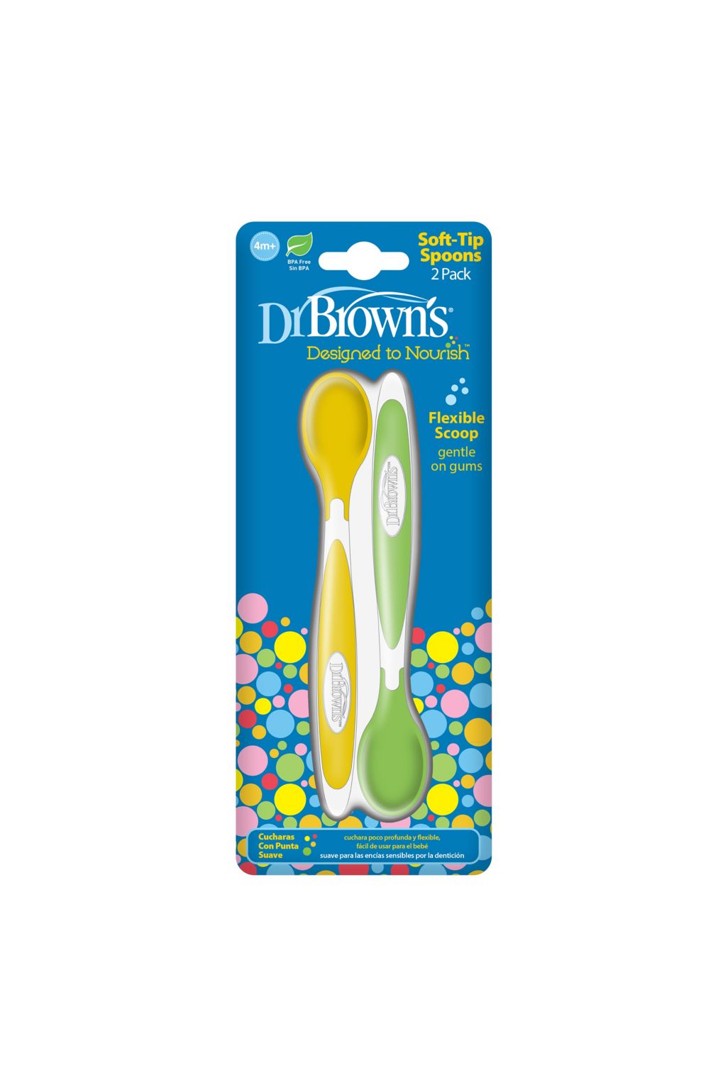 Dr. Brown's soft feeding spoons 2 pcs. - yellow/green