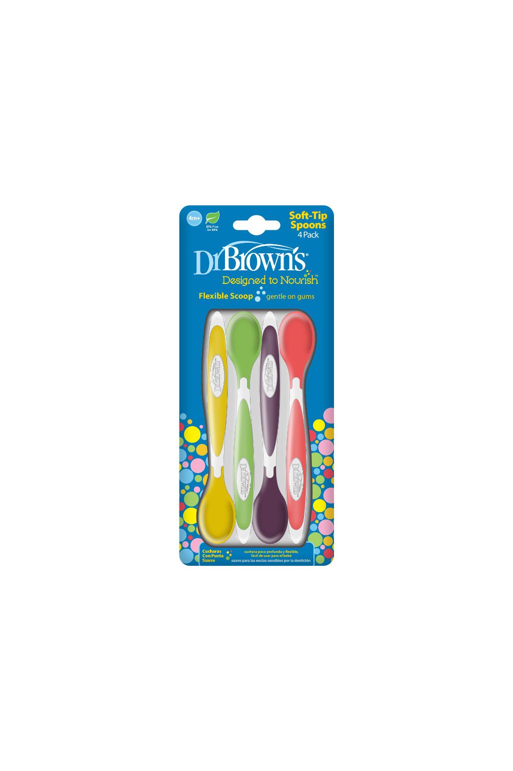 Dr. Brown's linguri moi 4 buc - coral/turcoaz/gri/albastru