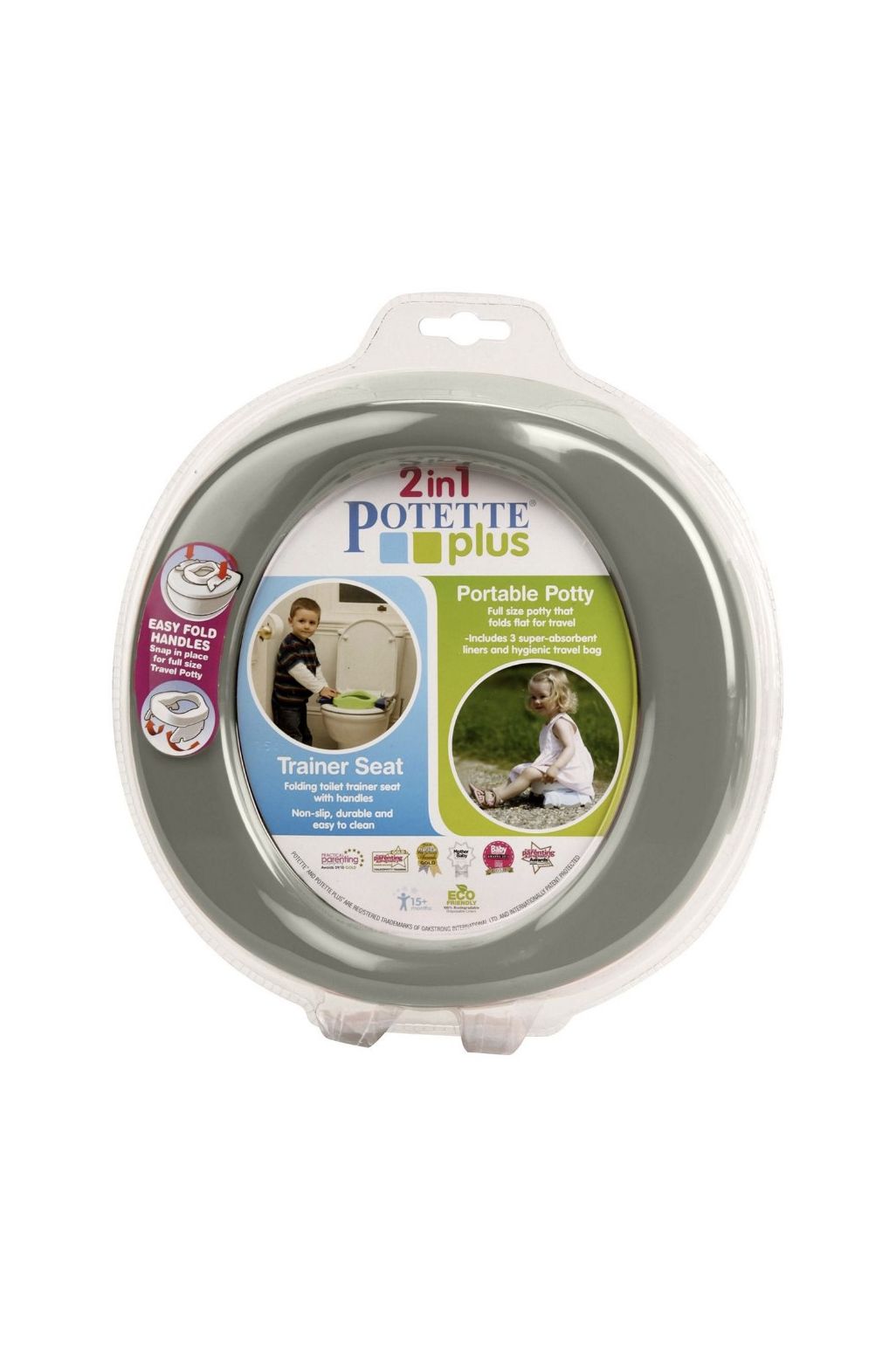 Potette Plus 2 în 1 oliță portabilă de călătorie - gri/alb