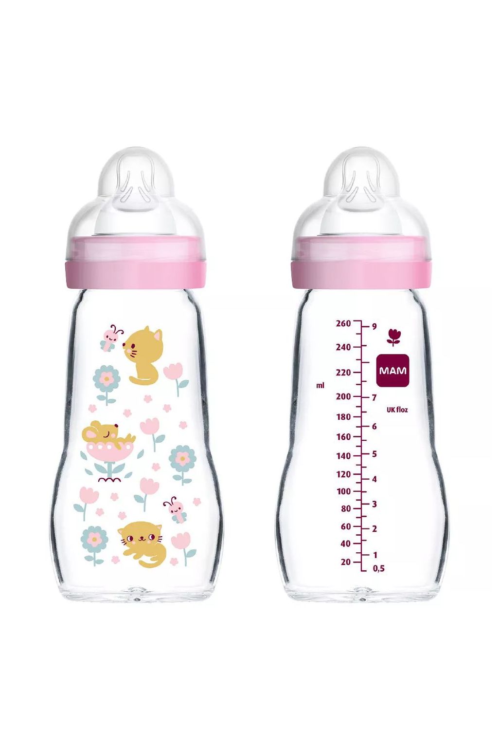 Mam Feel Good 260ml Sticlă pentru Bebeluși din Sticlă 2+ luni - fetiță