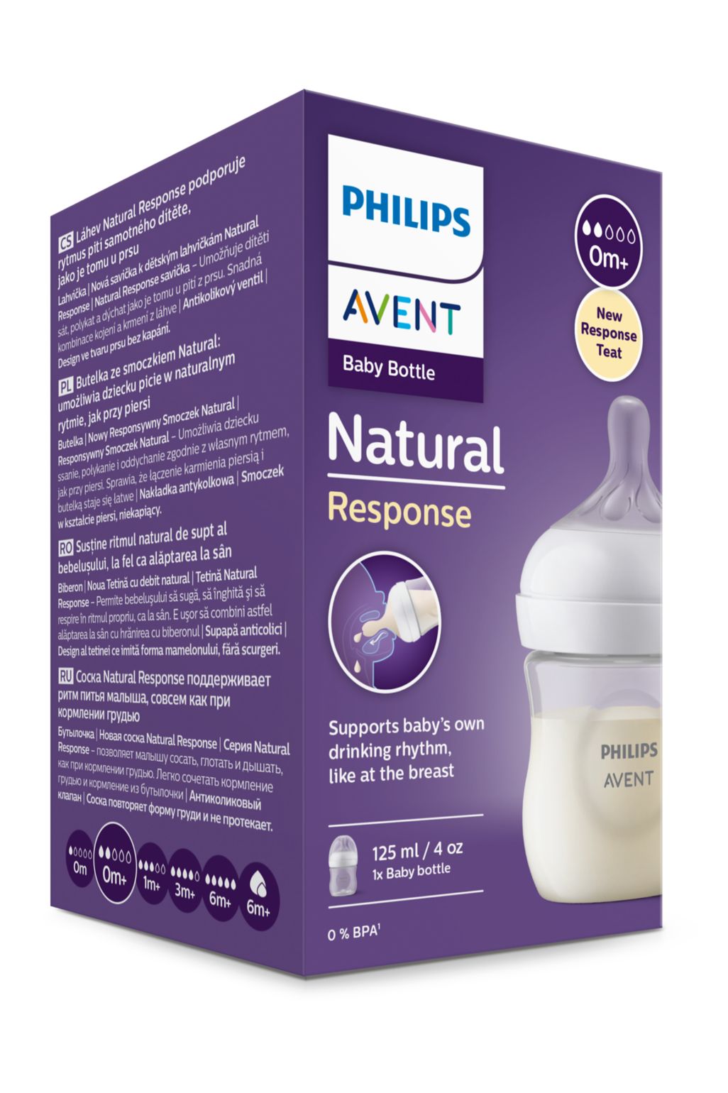 Avent Natural Response, biberon PP 0 luni+, 125ml