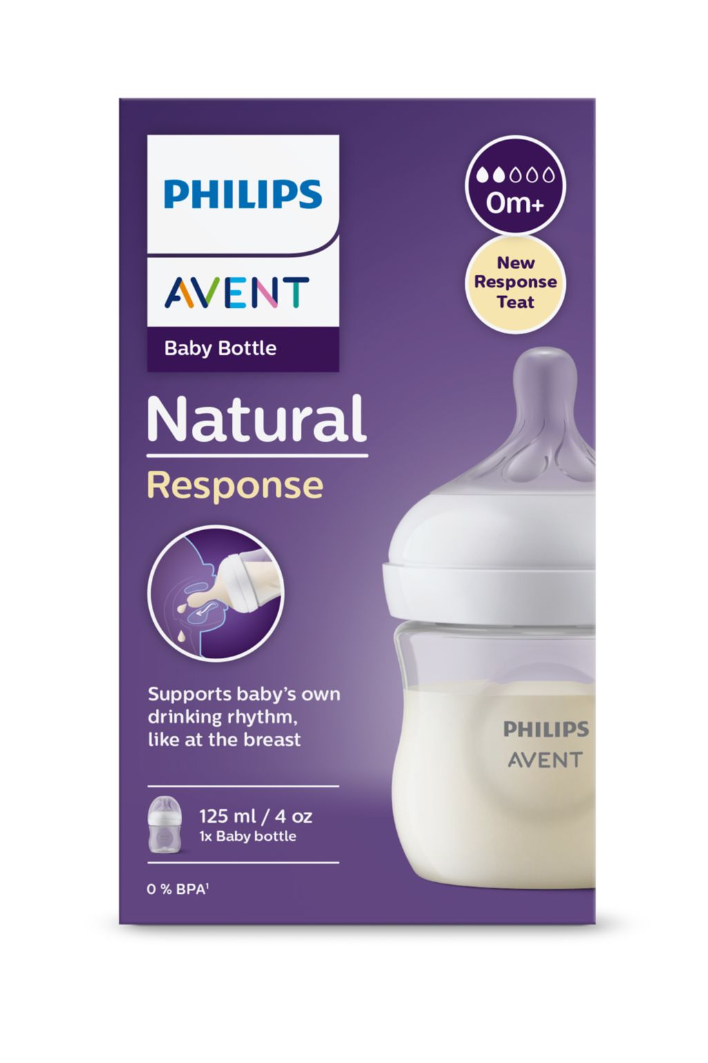 Avent Natural Response, biberon PP 0 luni+, 125ml