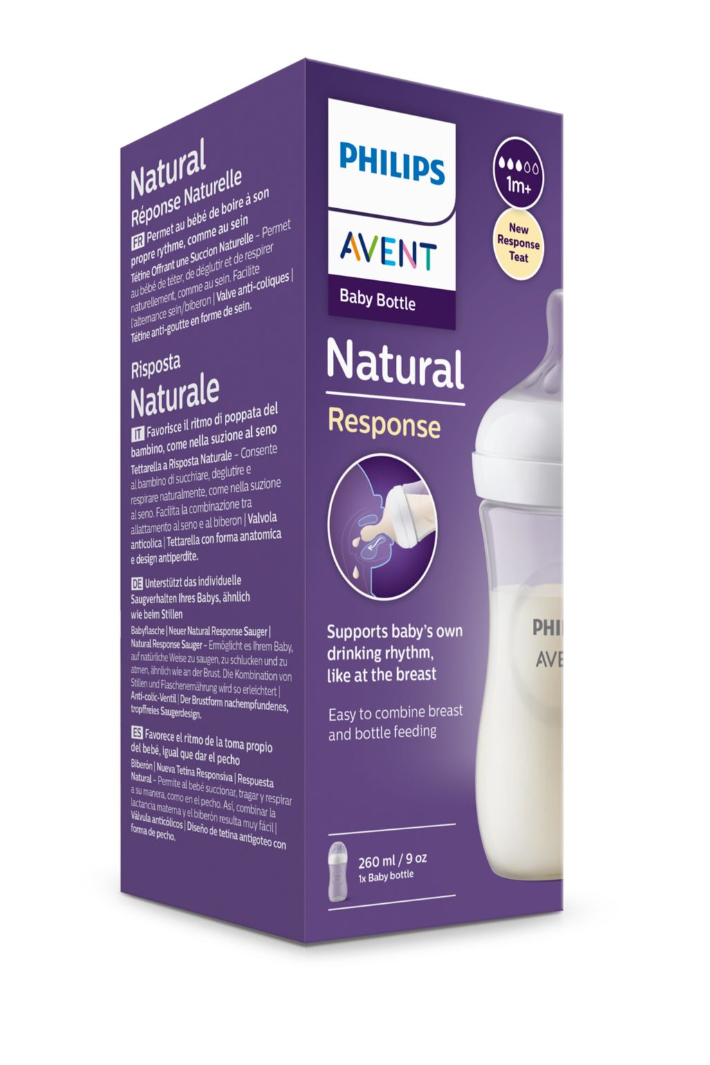 Avent Natural Response, biberon PP 1 lună+, 260ml