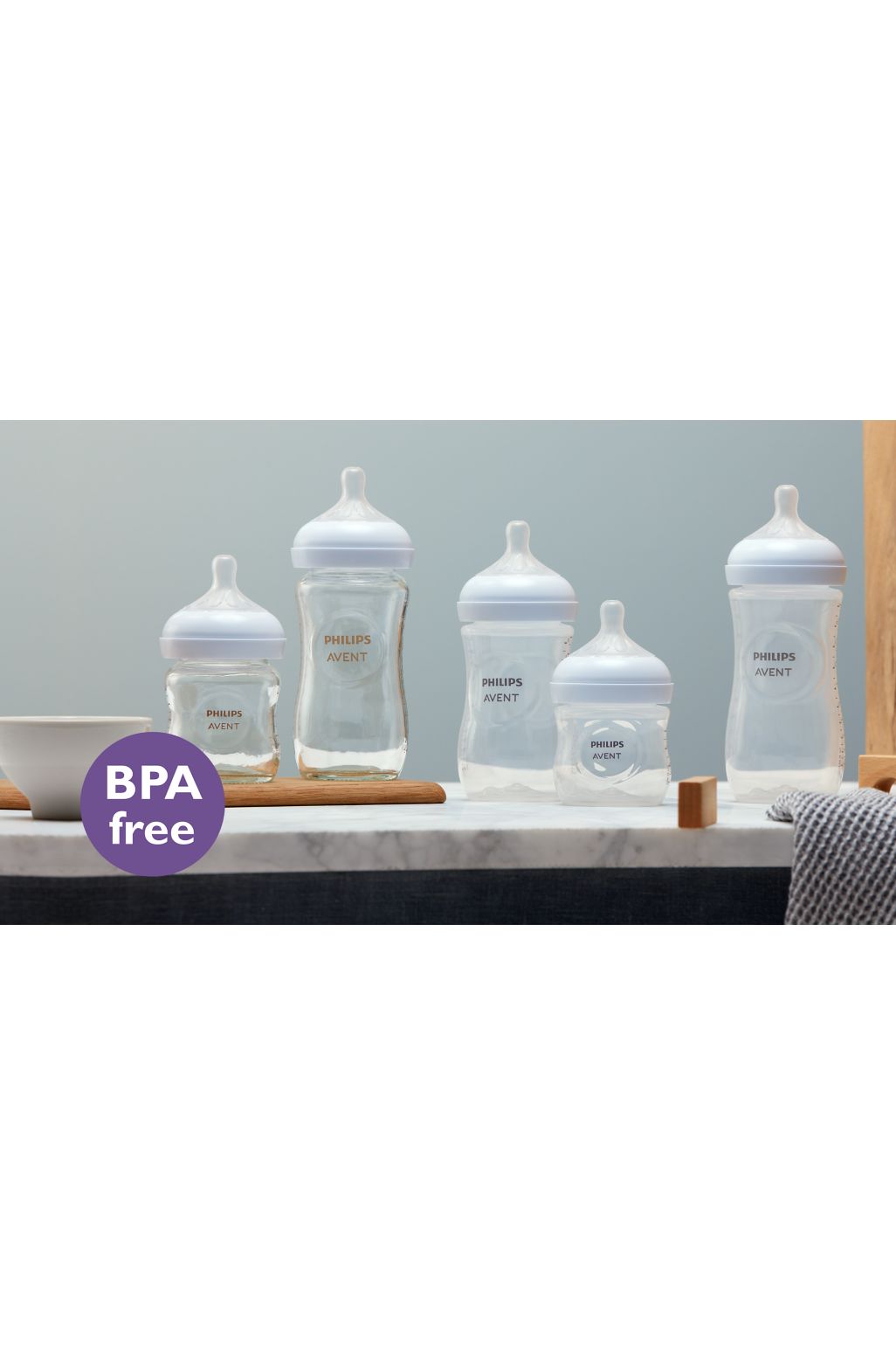 Avent Natural Response, biberon de sticlă, 120ml, tetină 0 luni+
