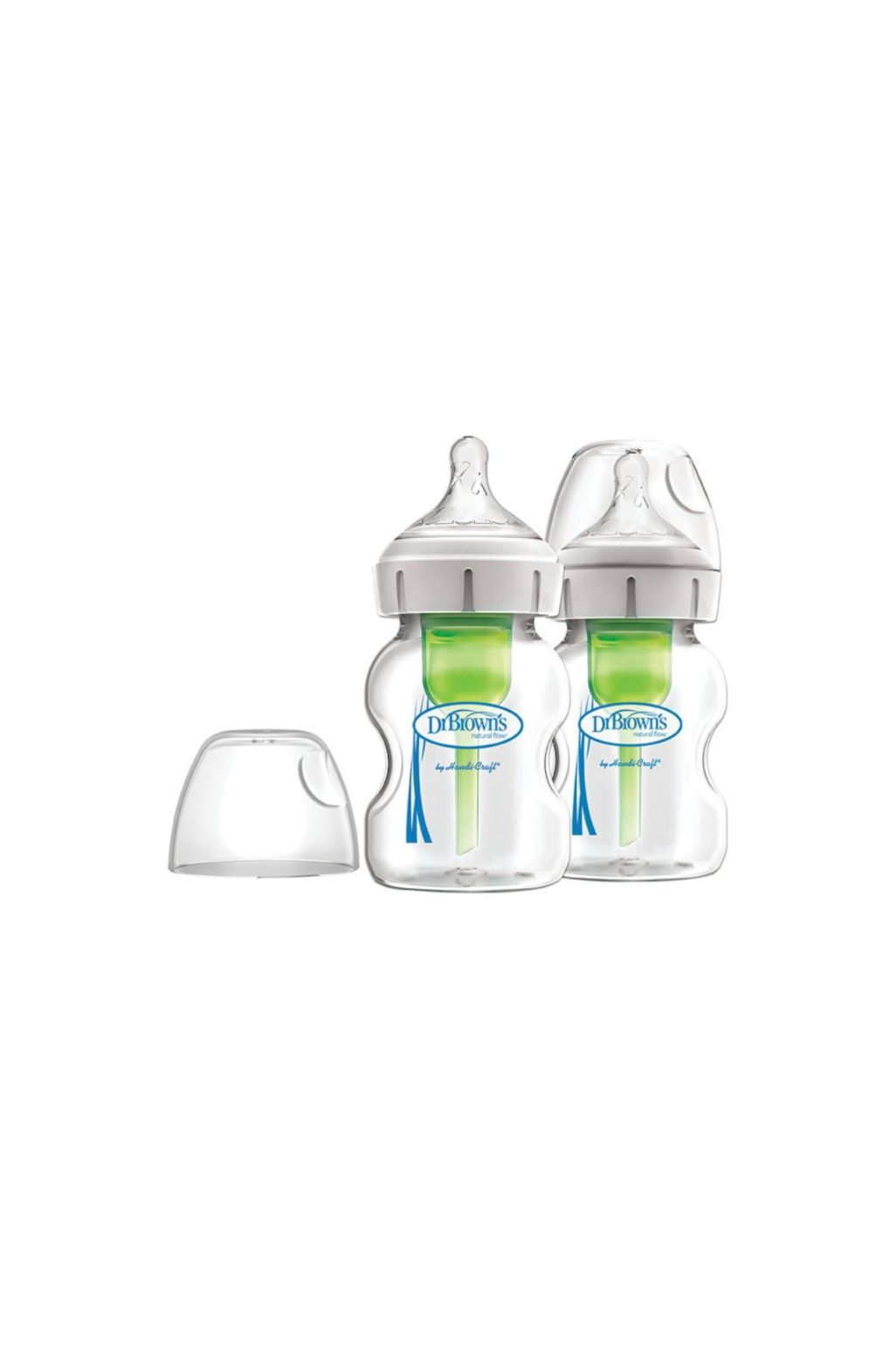 Set sticle de sticlă Dr. Brown's Options+, 2 piese cu gât larg, 150ml