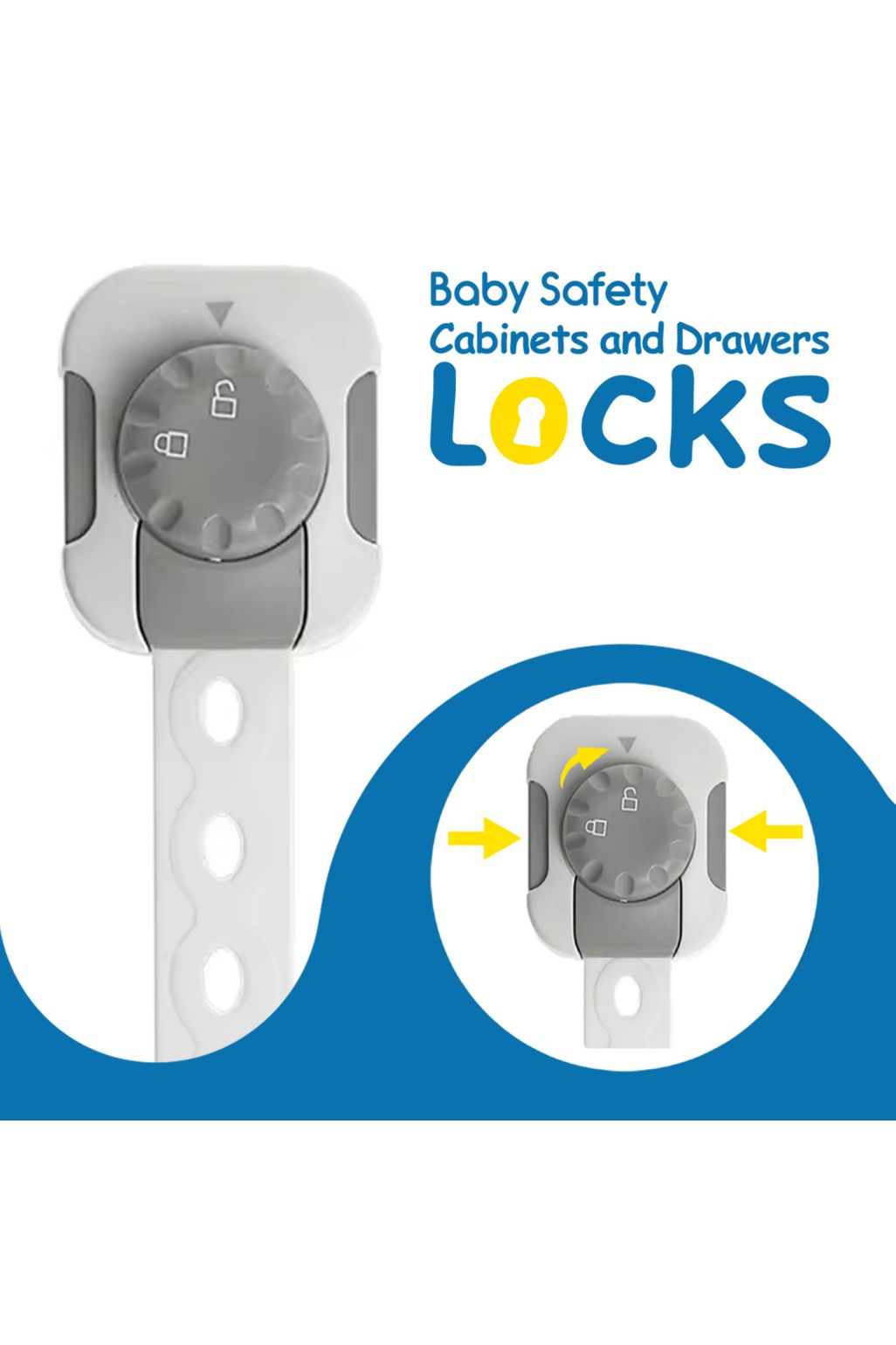 Sipo Adjustable Child Safety Cabinet Locks - 6 pack