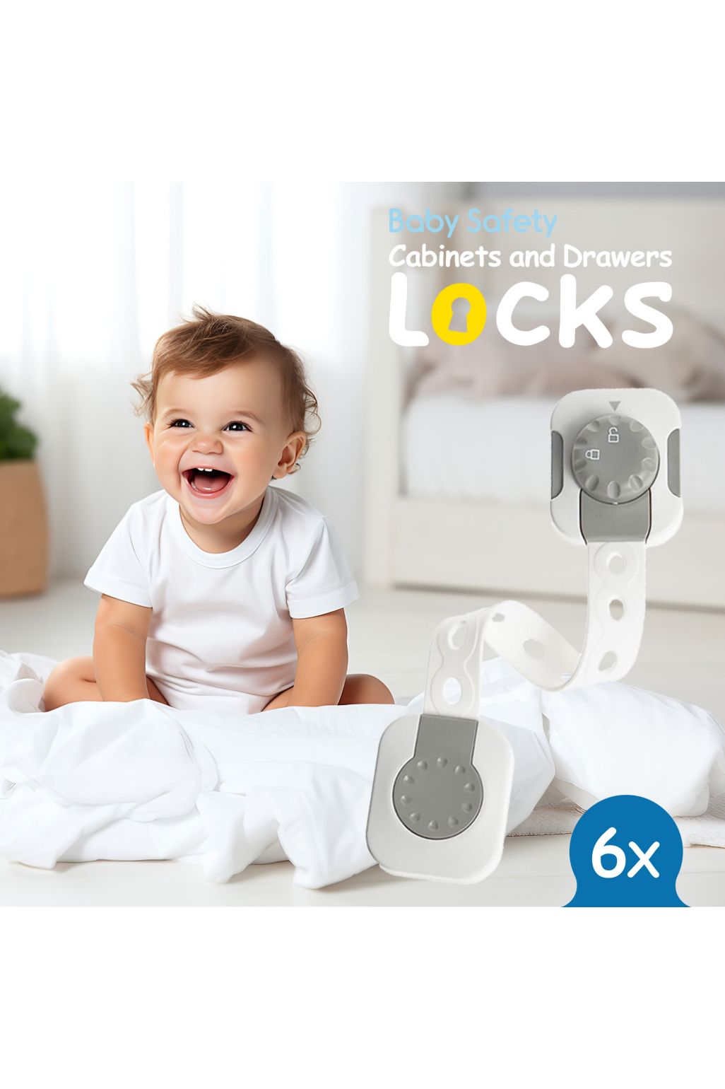 Sipo Adjustable Child Safety Cabinet Locks - 6 pack