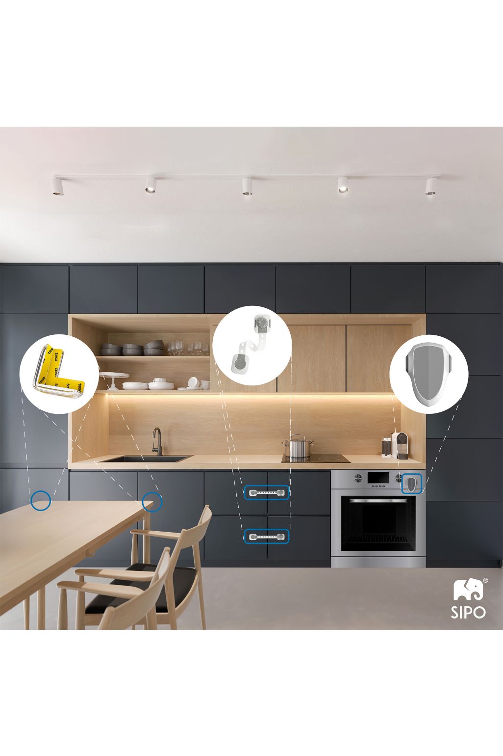 Sipo Adjustable Child Safety Cabinet Locks - 6 pack