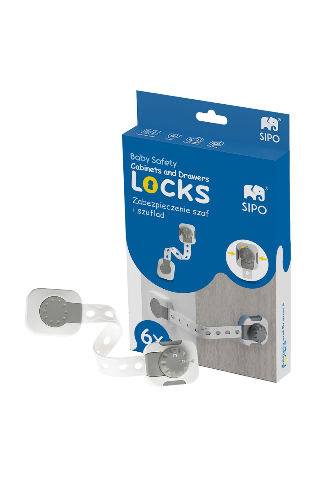 Sipo Adjustable Child Safety Cabinet Locks - 6 pack