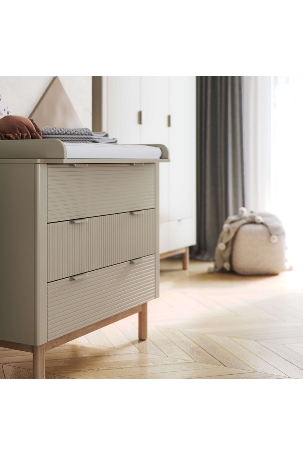 Comodă Pinio Miloo cu 3 Sertare - șampanie