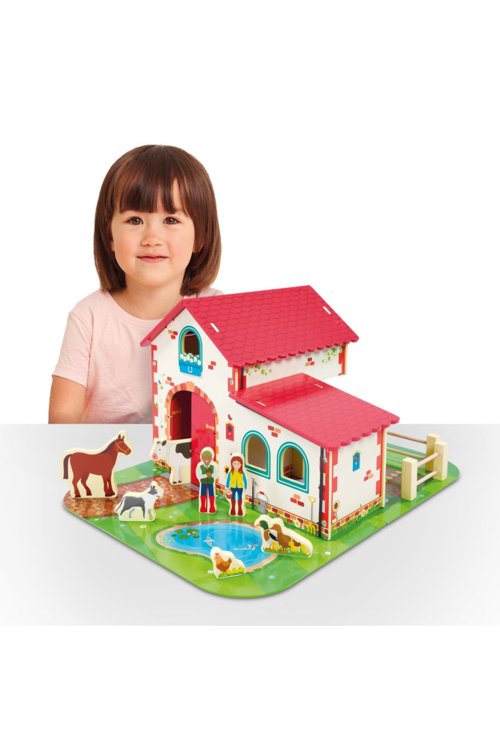 ELC Wooden Farm Playset dinosaurs animals