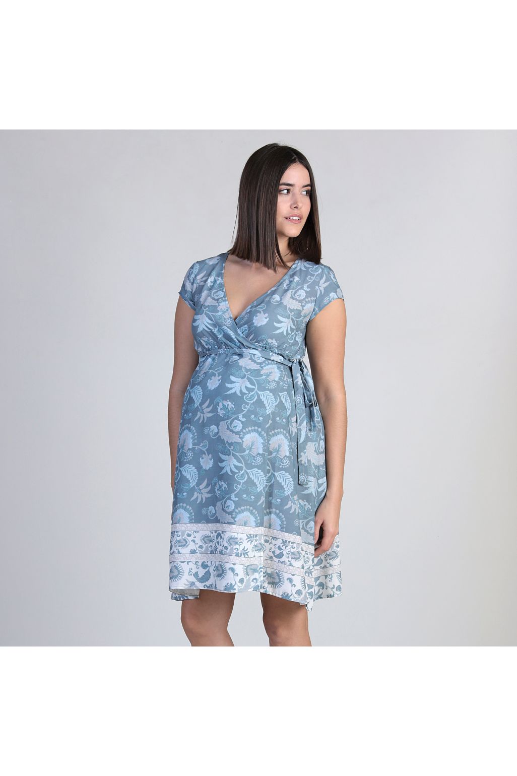 Ohma! Rochie imprimată de maternitate parte peste parte