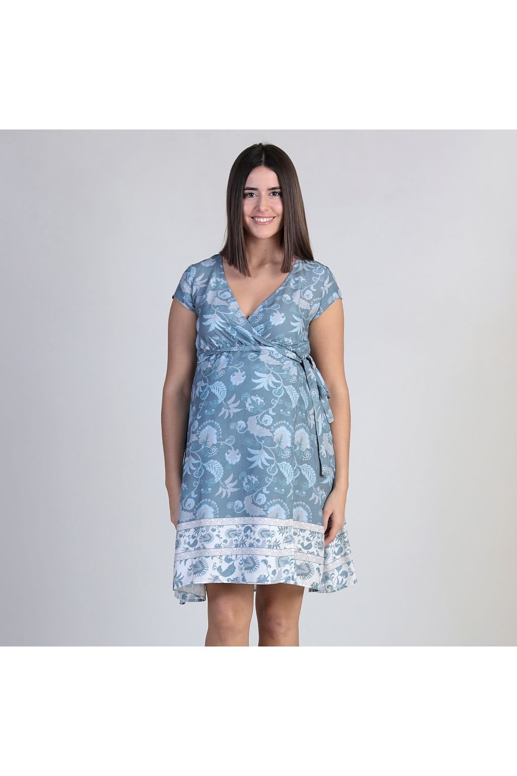 Ohma! Rochie imprimată de maternitate parte peste parte