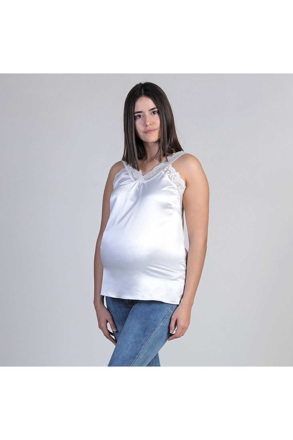 Ohma! white lingerie maternity top