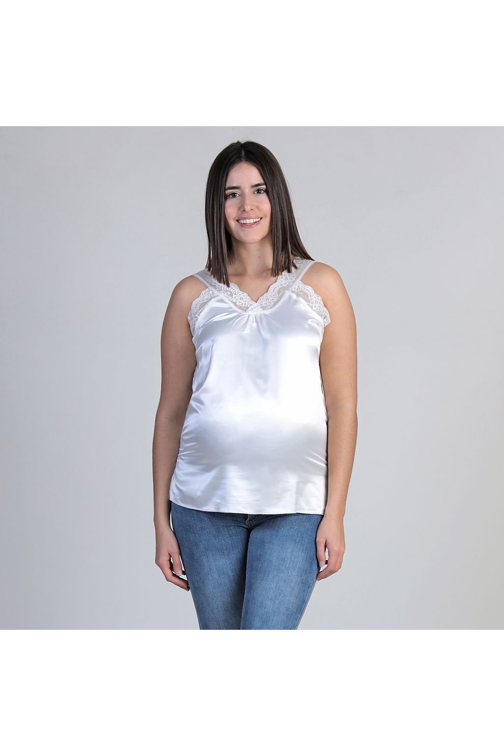 Ohma! white lingerie maternity top