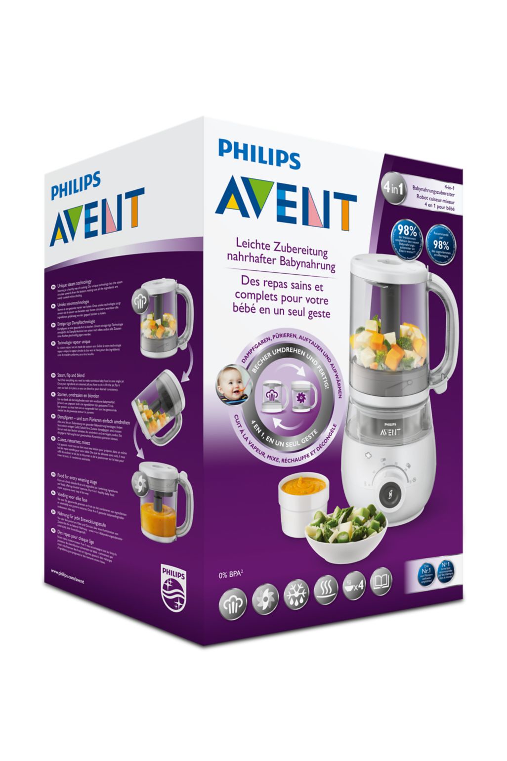 Philips Avent aparat 4-în-1 pentru preparare mâncare sănătoasă bebeluşi
