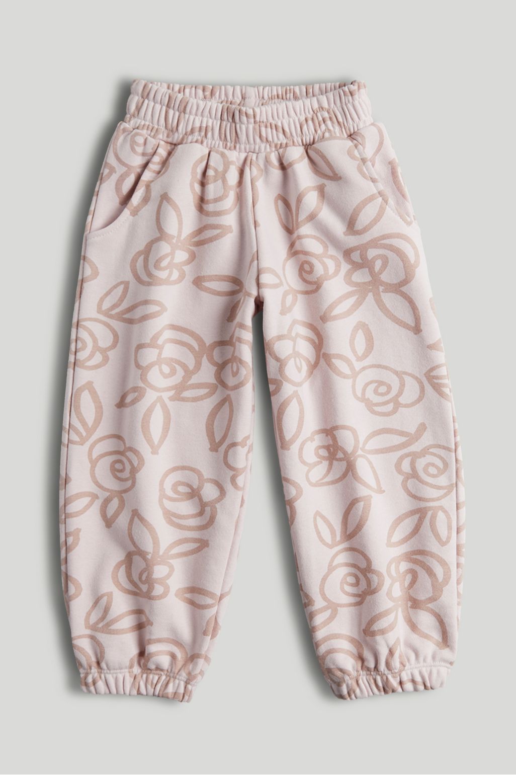 Pantaloni de trening roz cu flori