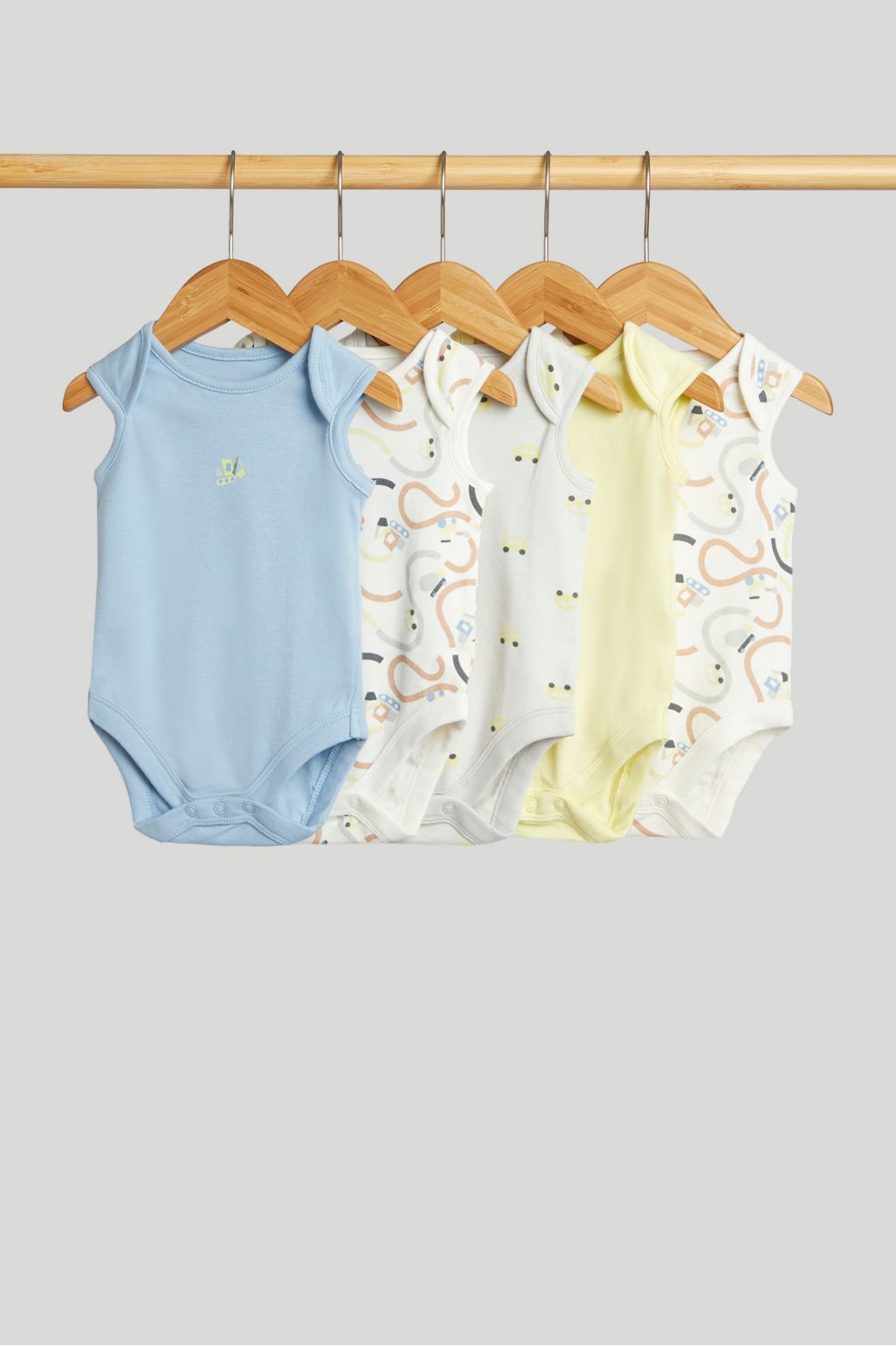5 Pack Cars Sleeveless Bodysuits