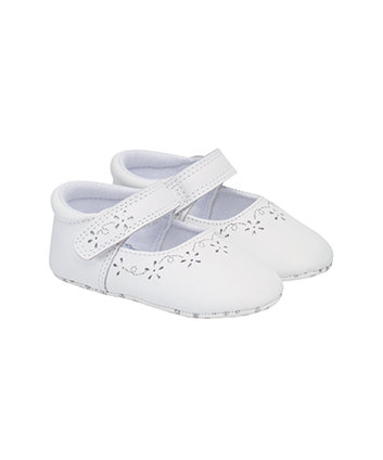 Mothercare White Leather Bar Shoes - baby girls shoes - Mothercare