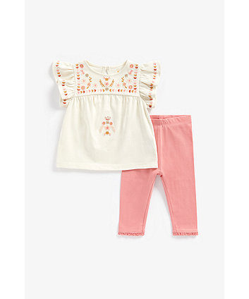 Mothercare Embroidered Blouse And Leggings Set