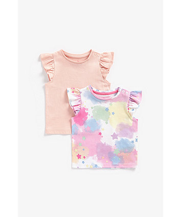 Mothercare Sleeveless Frilled T-Shirts - 2 Pack