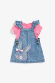 Mothercare Bunny Pinny Dress And T-Shirt Set