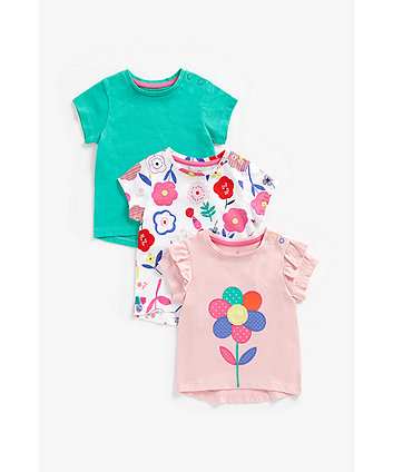 Mothercare Flower T-Shirts - 3 Pack