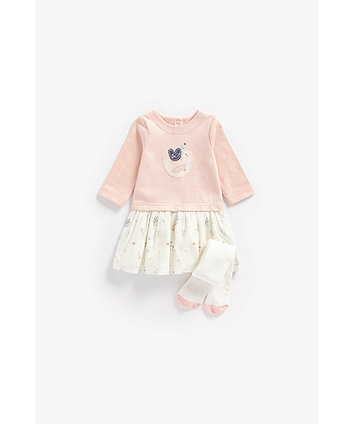 Mothercare Little Bird Twofer Dress And Tights