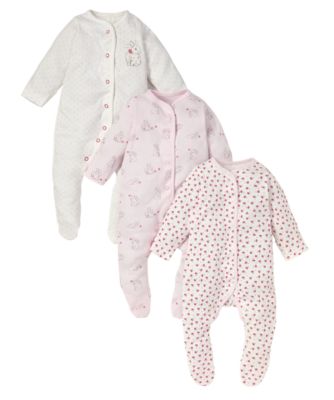 Mothercare Newborn Bunny Sleepsuits - 3 Pack - sleepsuits - Mothercare