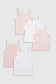 Mothercare Pink And White Cami Vests - 5 Pack