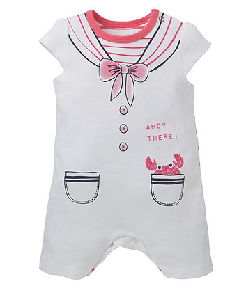 Stripy Pink Sailor Romper - all in ones - Mothercare