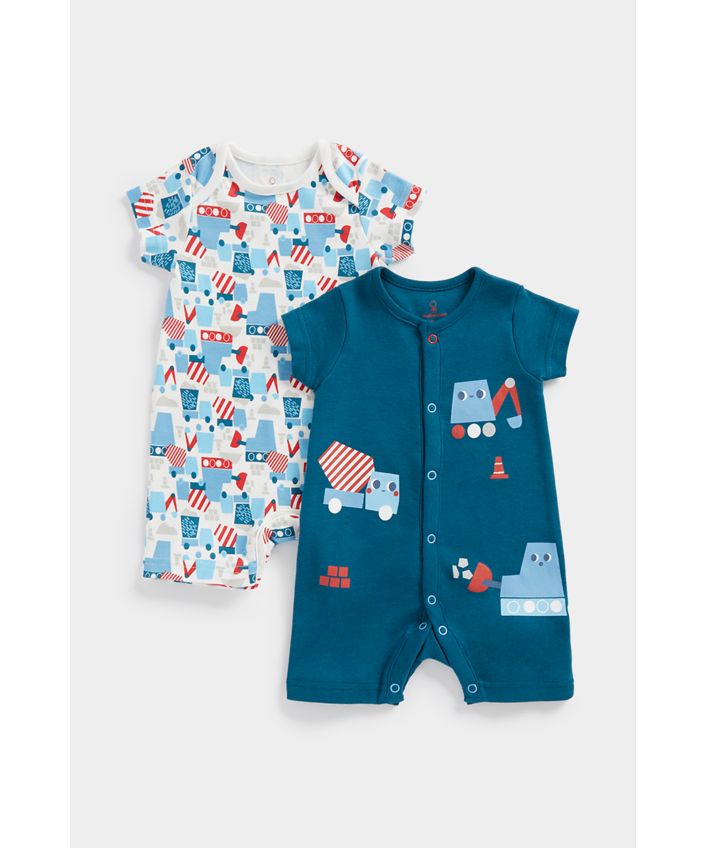 κοντομάνικα φορμάκια με οχήματα οικοδομής - σετ των 2