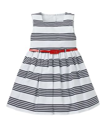 White and Blue Striped Dress with Belt - dresses & skirts - Mothercare