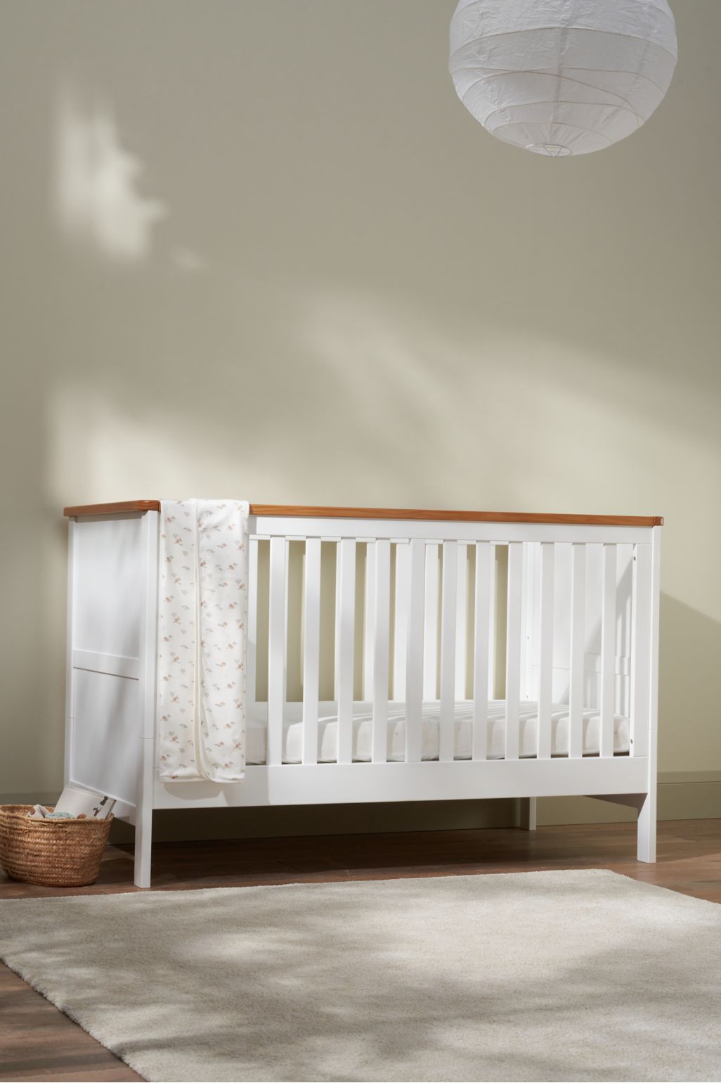 mothercare pat de copii Lulworth - alb/stejar