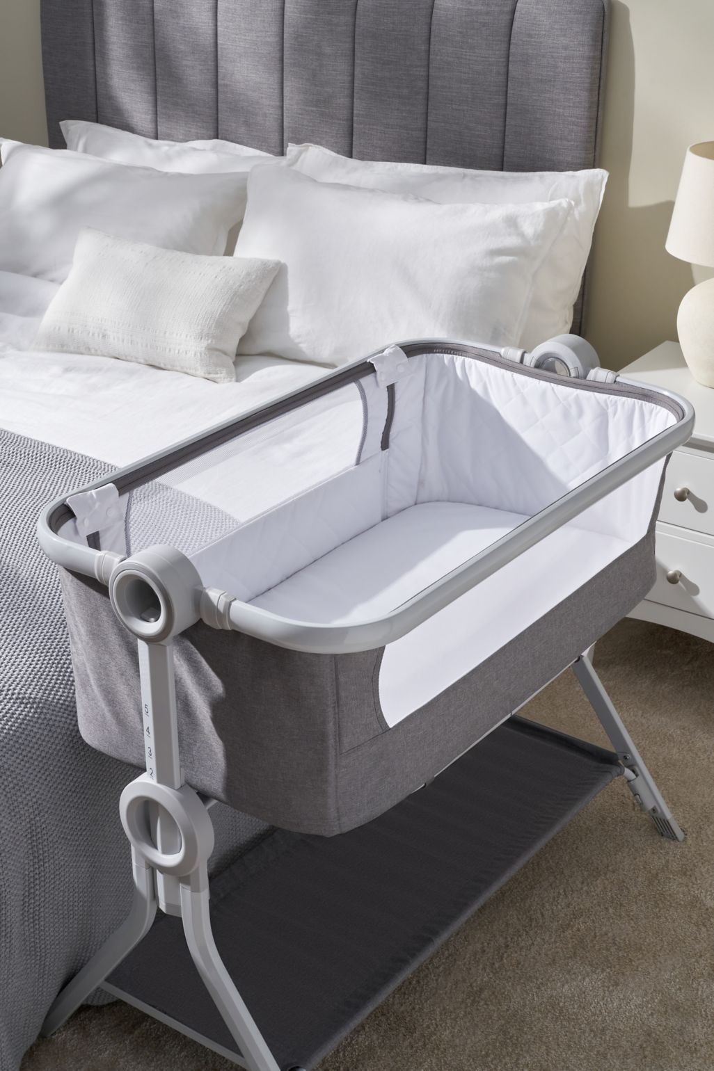 Mothercare Bedside Crib grey crib