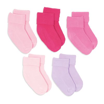 Mothercare Multi Pink Turn Over Top Socks  5 Pack   socks   Mothercare