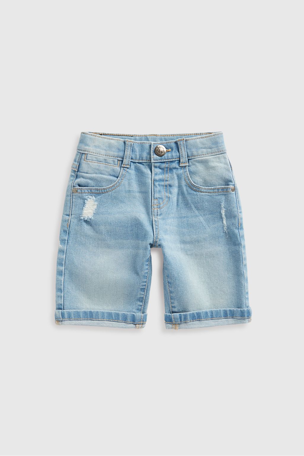 pantaloni scurți din denim cu aspect prespălat deschis la culoare