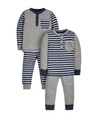 Plain and Stripy Pyjamas - 2 Pack | pyjamas & robes | Mothercare