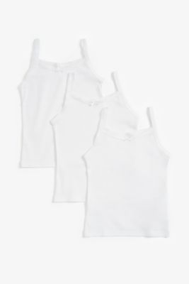 Mothercare Girls White Sleeveless Vests - 3 Pack
