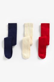 Mothercare Red, Cream And Navy Cable Knit Tights - 3 Pack